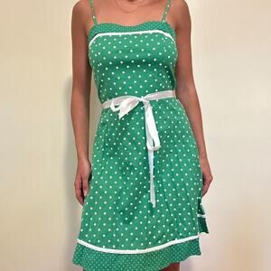 Vintage green polka dot dress